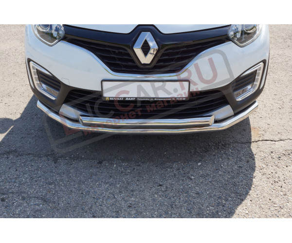 Защита переднего бампера двойная диаметр трубы 63/63мм (НПС) Renault Kaptur