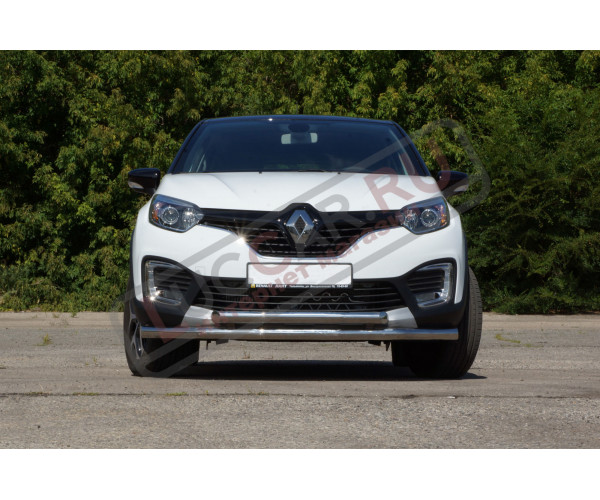 Защита переднего бампера двойная диаметр трубы 63/63мм (НПС) Renault Kaptur