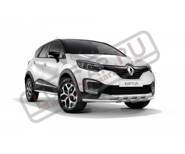 Защита переднего бампера двойная с пластинами 63/63мм (НПС) Renault Kaptur