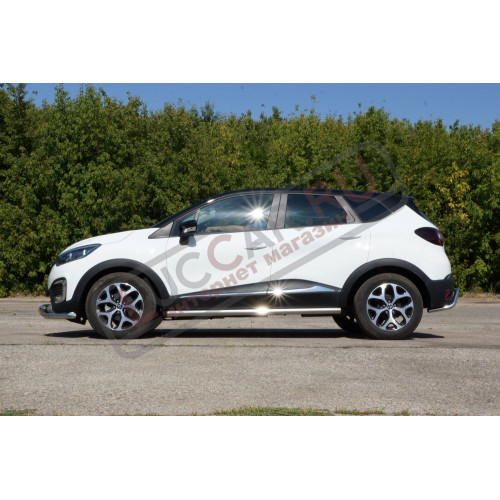 Защита порогов прямая труба диаметром 63 мм (НПС) Renault Kaptur