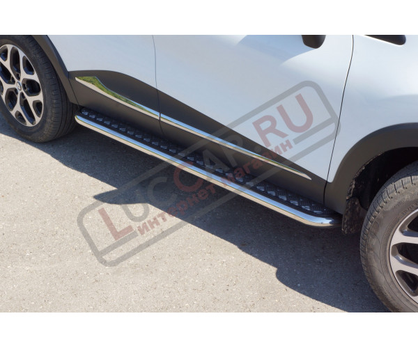 Защита порогов с площадкой диаметр трубы 51 мм (НПС) Renault Kaptur