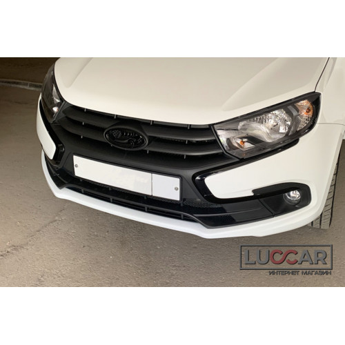Накладки (антихром) на молдинги переднего бампера для Lada Granta FL