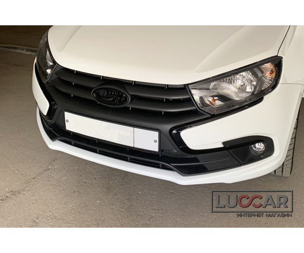 Накладки (антихром) на молдинги переднего бампера для Lada Granta FL
