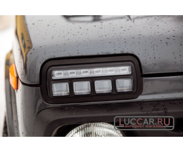 Светодиодные подфарники (надфарники) для Lada 4х4 (Нива) с дневными ходовыми огнями (оригинал)
