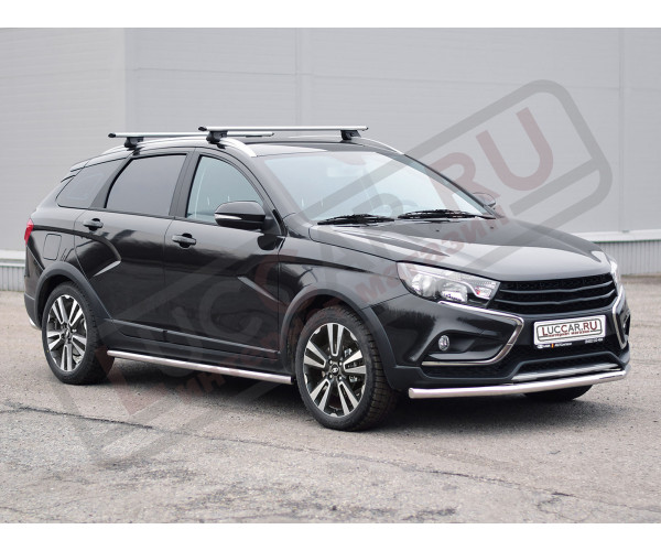 Защита порогов прямая труба диаметром 51мм для Lada Vesta Sw Cross