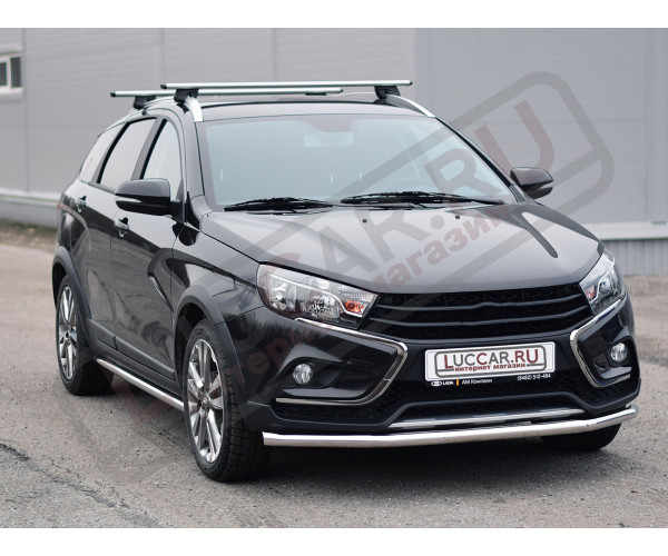 Защита порогов прямая труба диаметром 51мм для Lada Vesta Sw Cross