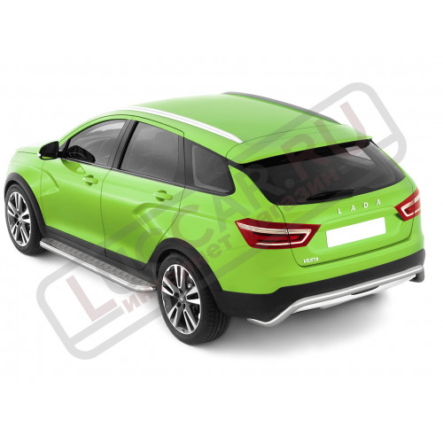 Защита порогов с площадкой диаметр трубы 51 мм для Lada Vesta Sw Cross
