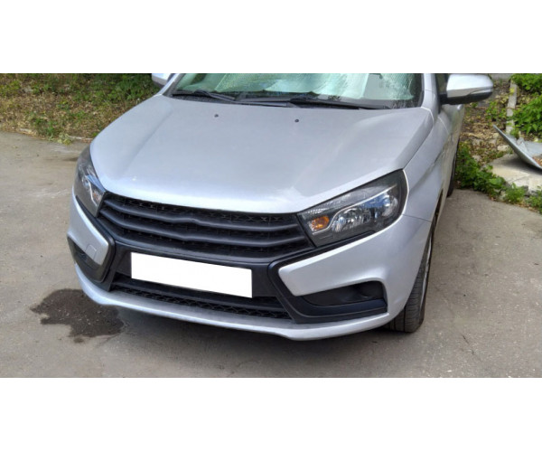 Накладки (антихром) на молдинги переднего бампера для Lada Vesta