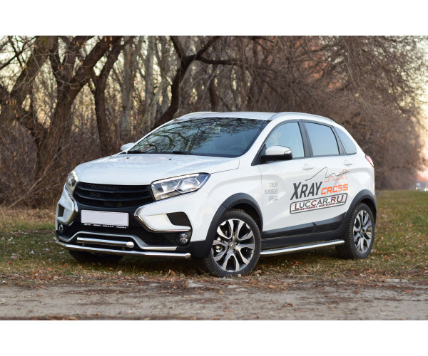 Защита порогов с площадкой диаметр трубы 51 мм (НПС) для Lada Xray Cross