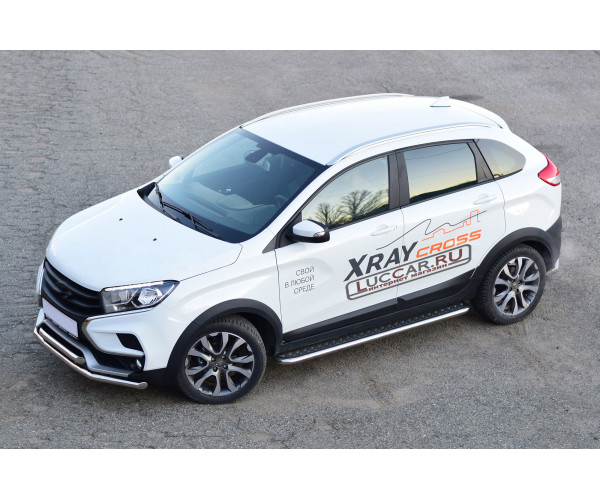 Защита порогов с площадкой диаметр трубы 51 мм (НПС) для Lada Xray Cross