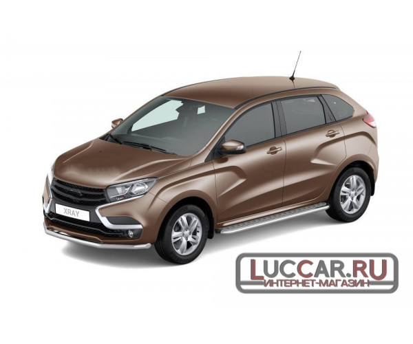 Защита порогов с площадкой диаметр трубы 51 мм для Lada Xray