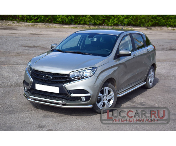 Защита порогов с площадкой диаметр трубы 51 мм для Lada Xray