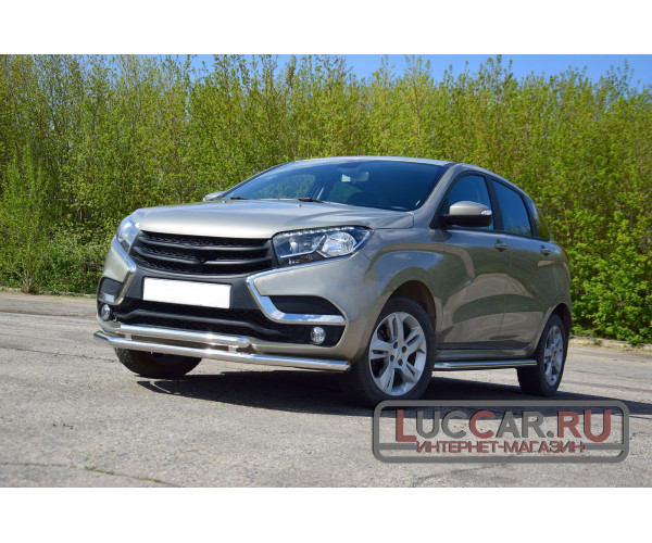 Защита переднего бампера двойная труба 51мм для Lada Xray