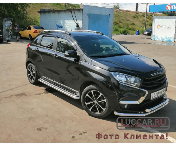 Защита порогов с площадкой диаметр трубы 51 мм для Lada Xray