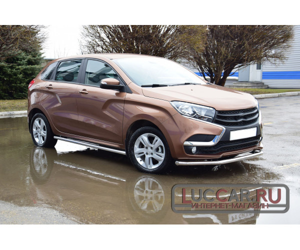Защита порогов прямая труба диаметром 51мм для Lada Xray