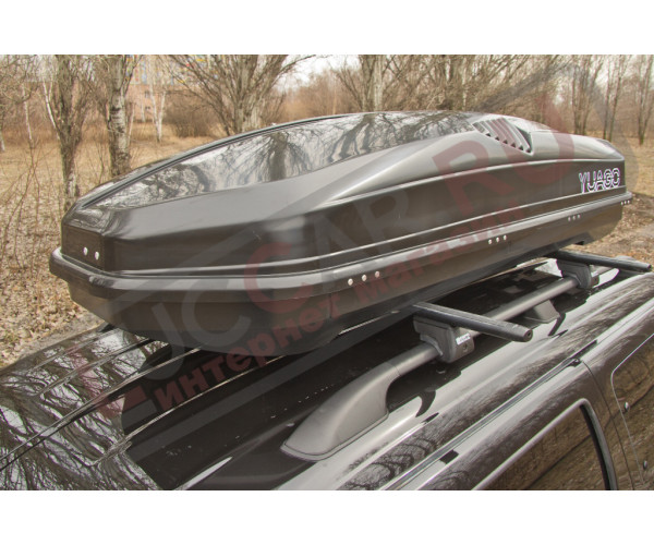 Автобокс Antares YUAGO ( Яго Антарес 580 л.) Серый, Белый, Черный (тиснение, двухсторонний )