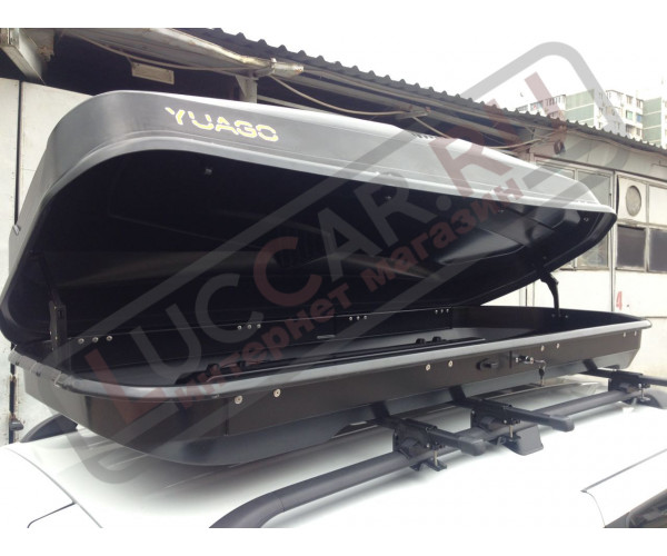 Автобокс Antares YUAGO ( Яго Антарес 580 л.) Серый, Белый, Черный (тиснение, двухсторонний )