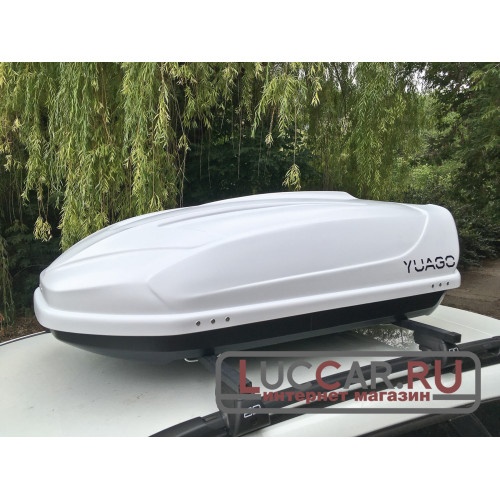 Автобокс Optima EURO YUAGO (390 л.) Серый, Белый, Черный (тиснение)